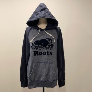 Men’s Blue Knit ROOTS Hooded Sweatshirt Small